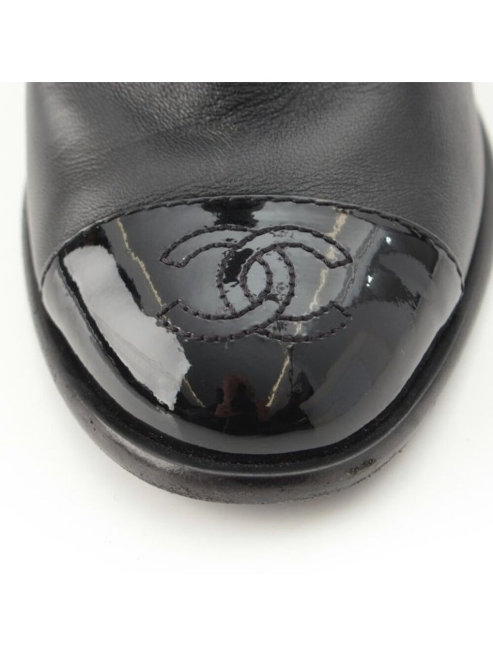 Chanel Leather CC Logo Belted Boots Black 35 2 1 - Picture 8 of 10